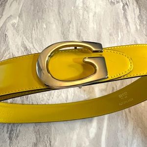 Vintage Gucci leather belt in yellow